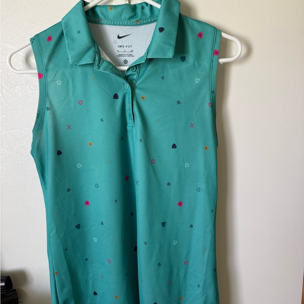 Nike Turquoise Sleeveless Polo with Multicolor Accents